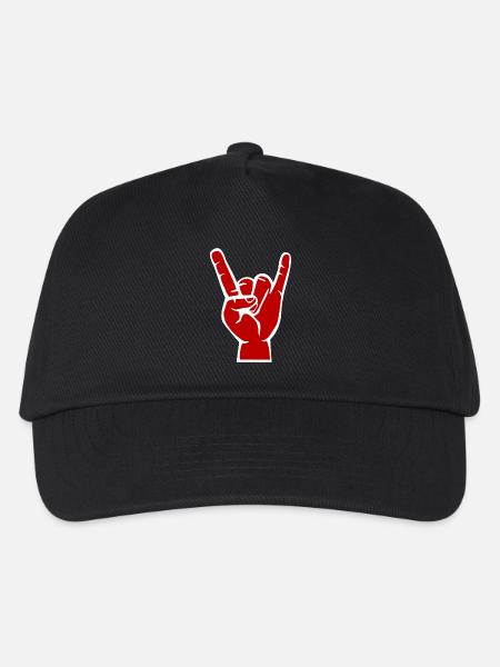 Teufels -Hand, Devil Rock cool metal Symbol - Kinder Basecap - Schwarz