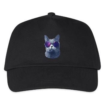 Katze in Brille - Kinder Basecap - Schwarz - Vorne