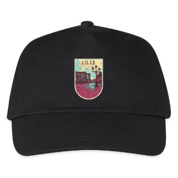 Retro-Abzeichen, Lille Frankreich ist meine Heimatstadt - Kinder Basecap - Schwarz - Vorne