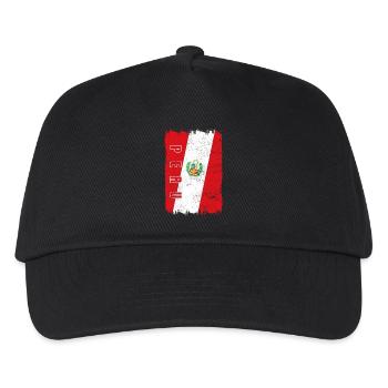 Peru Flagge - Kinder Basecap - Schwarz - Vorne