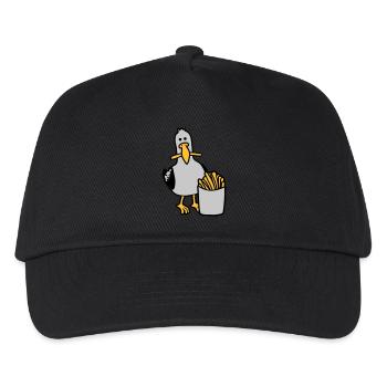 Glückliche Möwe geklaute Pommes - Kinder Basecap - Schwarz - Vorne