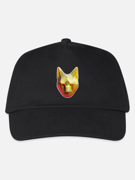 Cat Polygon in Gold - Kids’ Baseball Cap - black