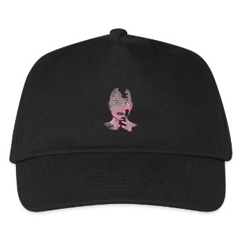 Zerrissenes pinkes Aquarellporträt - Kinder Basecap - Schwarz - Vorne
