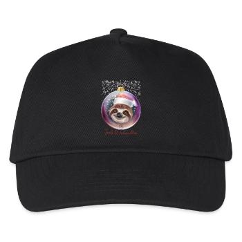 Frohe Weihnachten Weihnachtsoutfit Faultier - Kinder Basecap - Schwarz - Vorne