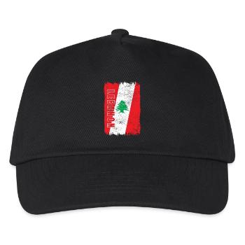 Libanon Vintage Flagge - Kinder Basecap - Schwarz - Vorne