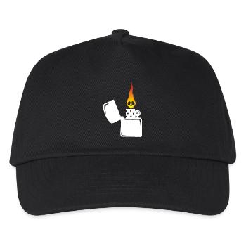 Flammenschädel und weißes Feuerzeug - Kinder Basecap - Schwarz - Vorne