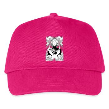 Woman with daggers, skulls and dahlias - Kids’ Baseball Cap - fuchsia - Front