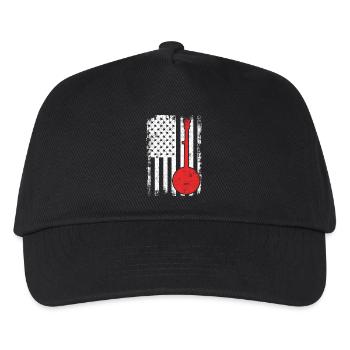 USA Patriotischer Banjospieler - Kinder Basecap - Schwarz - Vorne