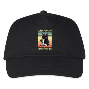 Schwarze Katze Morgenmuffel - Kinder Basecap - Schwarz - Vorne