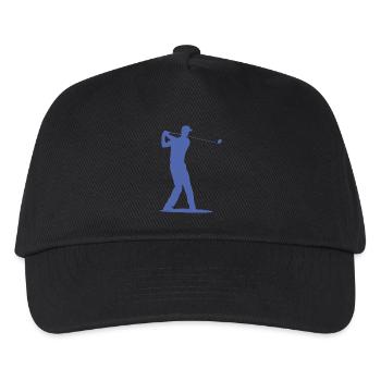 Golfspieler Silhouette - Abschlag Golf - Kinder Basecap - Schwarz - Vorne