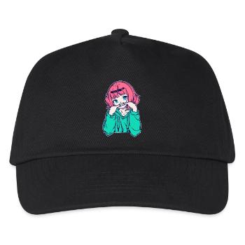 Mädchen Anime Japanisch Comic Zeichentrick Manga - Kinder Basecap - Schwarz - Vorne