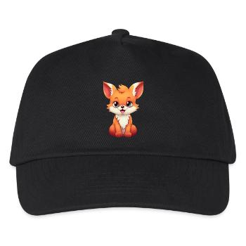Süßer Comic Rotfuchs: Entspanntes Sitzen - Kinder Basecap - Schwarz - Vorne