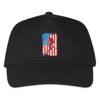 USA Patriotischer Skifahrer - Kinder Basecap - Schwarz - Vorne