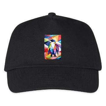 Regenbogen-Origami-Pinguin - Kinder Basecap - Schwarz - Vorne