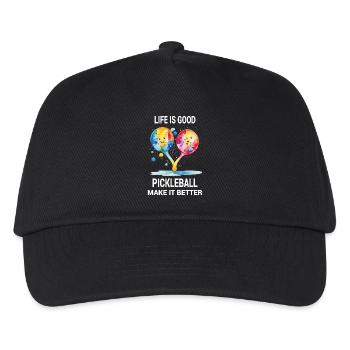 Das Leben ist gut. Pickleball mach's besser - Kinder Basecap - Schwarz - Vorne