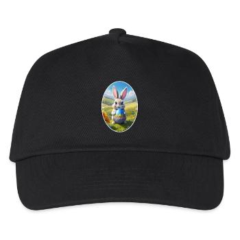 Osterhase mit Ei, Oval - Kinder Basecap - Schwarz - Vorne