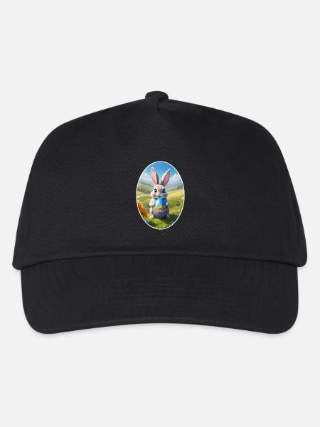 Osterhase mit Ei, Oval - Kinder Basecap - Schwarz