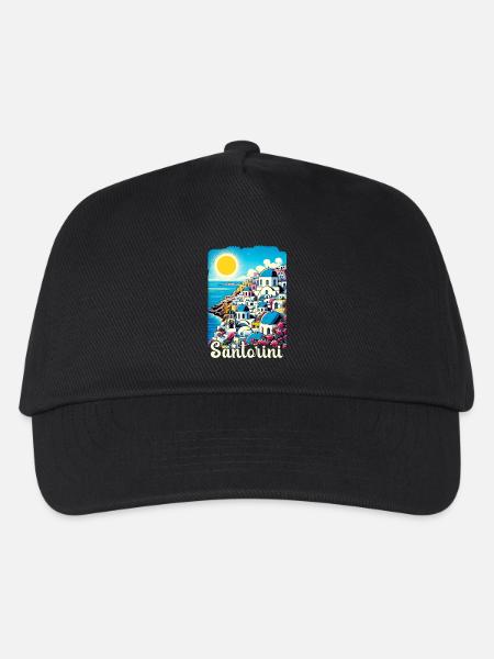 Santorin Griechenland Ozean Vulkan Akrotiri - Kinder Basecap - Schwarz