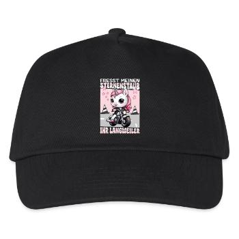 Einhorn auf Motorrad - Kinder Basecap - Schwarz - Vorne