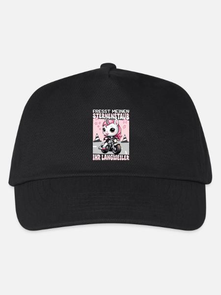 Einhorn auf Motorrad - Kinder Basecap - Schwarz