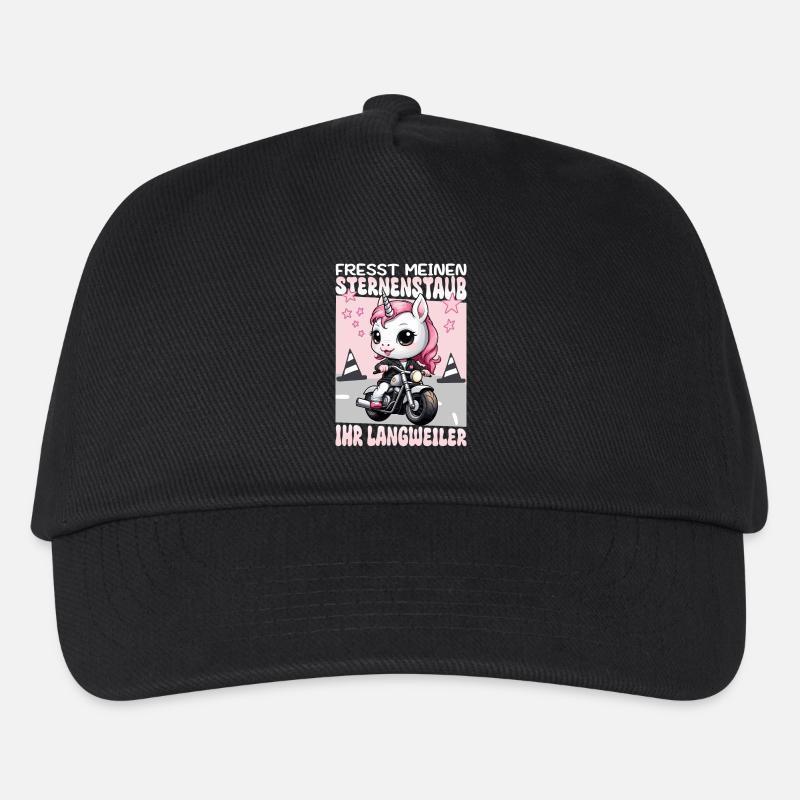 Einhorn auf Motorrad - Kinder Basecap - Schwarz