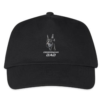 Dobermann Papa Hundekopf - Kinder Basecap - Schwarz - Vorne