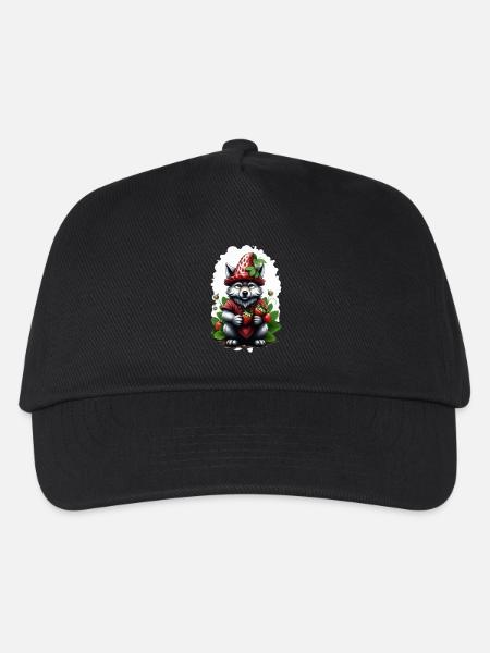 Wolf Erdbeere 2 - Kinder Basecap - Schwarz