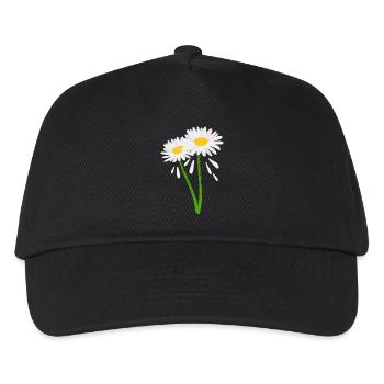 Dekorative Blüte an grünem Stiel - Kinder Basecap - Schwarz - Vorne