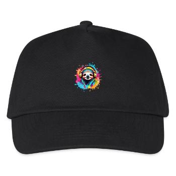 Faultier,bunt, Malerei,kopfhörer, Graffiti - Kinder Basecap - Schwarz - Vorne
