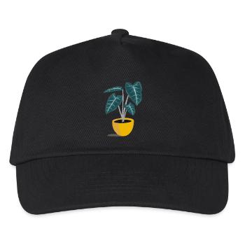 Kleine Alocasia im gelben Topf - Kinder Basecap - Schwarz - Vorne