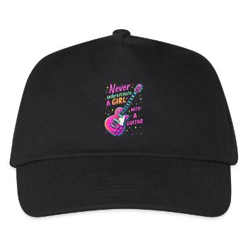 Mädchen mit Gitarre - Kinder Basecap - Schwarz - Vorne