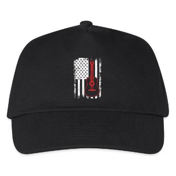 4. Juli Gitarre USA - Kinder Basecap - Schwarz - Vorne