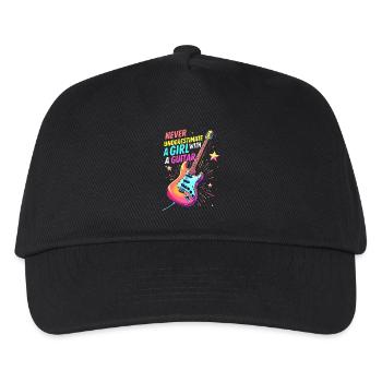 Mädchen mit Gitarre - Kinder Basecap - Schwarz - Vorne