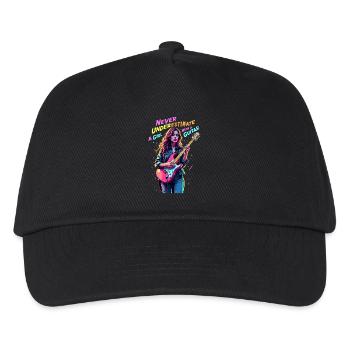 Mädchen mit Gitarre - Kinder Basecap - Schwarz - Vorne