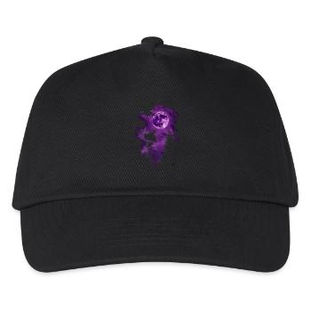 Hexe Besen Halloween Purple Mond - Kinder Basecap - Schwarz - Vorne