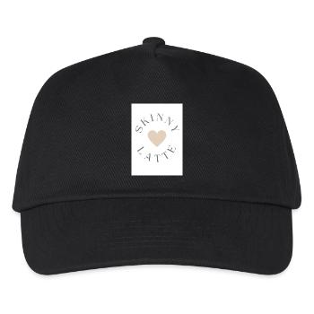 Skinny Latte Word with Coffee Color Heart - Kids’ Baseball Cap - black - Front