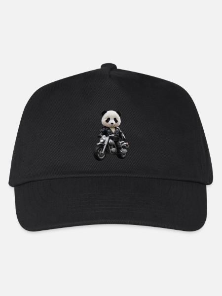 Biker Panda - Kinder Basecap - Schwarz