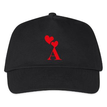 Red Heart Letter - Kids’ Baseball Cap - black - Front