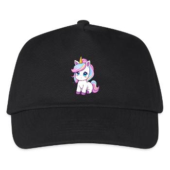 Niedliches Cartoon-Einhorn mit magischem Funkeln - Kinder Basecap - Schwarz - Vorne