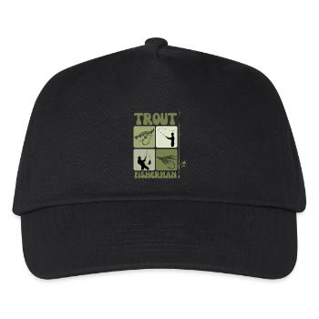 Trout Fishing Art – Vintage Fly and Casting Design - Kids’ Baseball Cap - black - Front