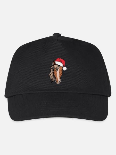 Nikolaus Pferd Weihnachten Weihnachtsmütze - Kinder Basecap - Schwarz