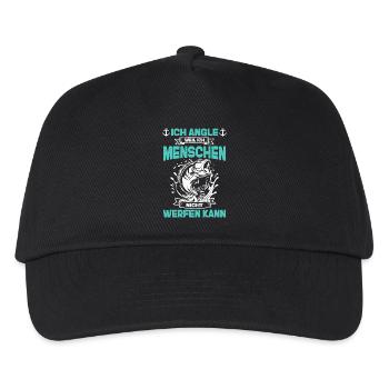 Ich Angle Weil Ich Menschen Nicht Werfen Kann - Kinder Basecap - Schwarz - Vorne