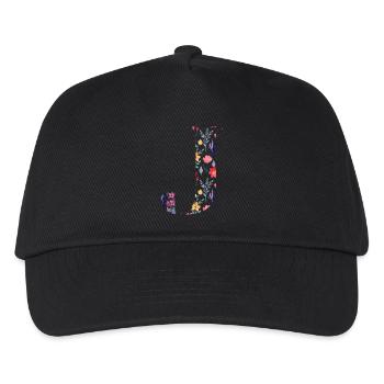 Personalisierter Blumenbrief j - Geschenkidee - Kinder Basecap - Schwarz - Vorne