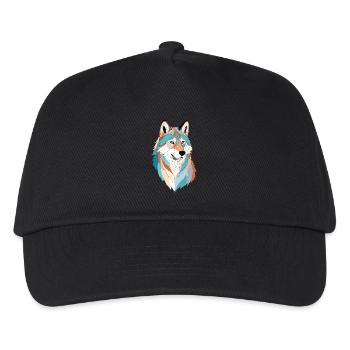 Wolf Vektor Kunst mit lebendiger Farbe Illustration - Kinder Basecap - Schwarz - Vorne