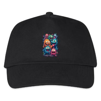 Glückliche Monsterfamilie - Kinder Basecap - Schwarz - Vorne