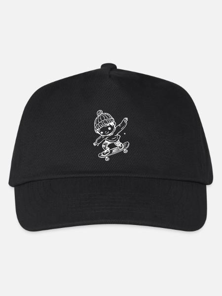Skateboard Kind Comic - Kinder Basecap - Schwarz
