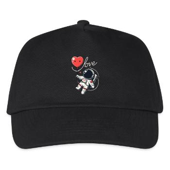 Astronaut holding a heart balloon - Kids’ Baseball Cap - black - Front