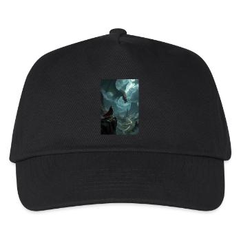 Fantasy-Gemälde, Drache. - Kinder Basecap - Schwarz - Vorne
