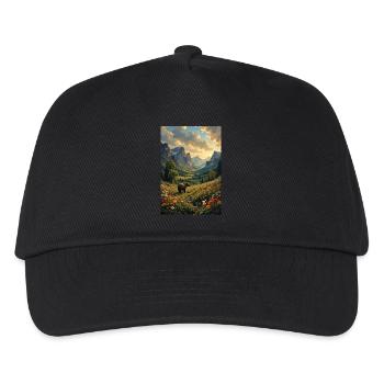 Bild Landschaft mit einem Bären. - Kinder Basecap - Schwarz - Vorne