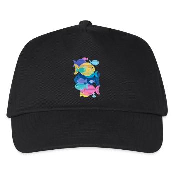 Fische (Schwarm, Muster) - Kinder Basecap - Schwarz - Vorne